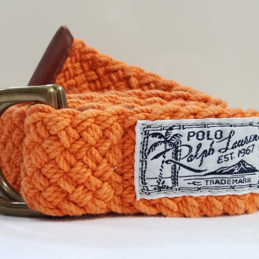 Polo Ralph Lauren Braided Orange Belt Sz XL Cotton